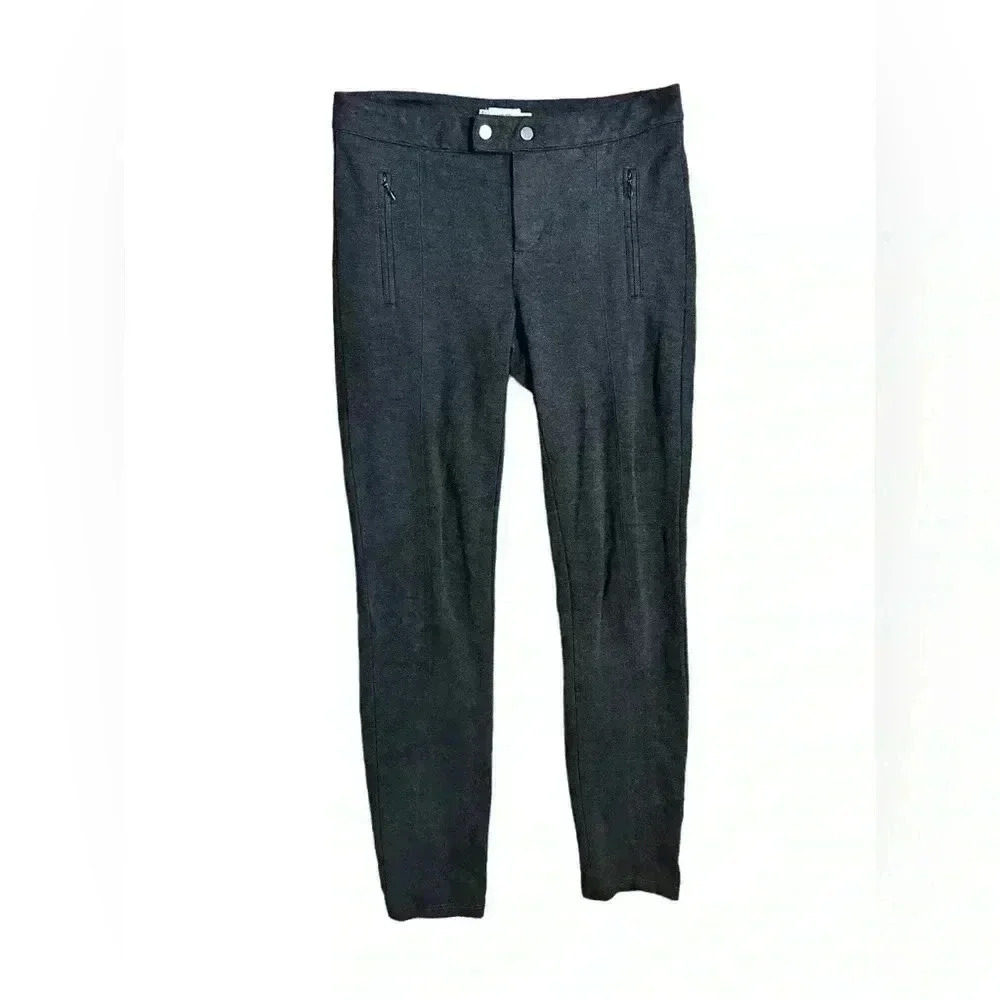 Vince Women Pants Size 0 Gray Ponte Knit Legging Snap Button Ankle Viscose Nylon
